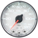 Autometer Spek-Pro Gauge Oil Press 2 1/16in 120psi Stepper Motor W/Peak & Warn Wht/Blk