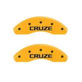 MGP 4 Caliper Covers Engraved Front & Rear Cruze Yellow finish black ch