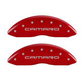 MGP 4 Caliper Covers Engraved Front Gen 4/Camaro Engraved Rear Gen 4/SS Red finish silver ch