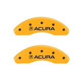 MGP 4 Caliper Covers Engraved Front Acura Engraved Rear RDX Yellow finish black ch