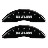 MGP 4 Caliper Covers Engraved Front RAM Engraved Rear RAMHEAD Black finish silver ch