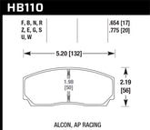 Hawk DTC-80 AP Racing 20mm Race Brake Pads