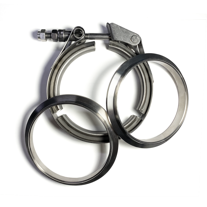Ticon Industries 2.5in Titanium V-Band Clamp Assembly (1 Female Flange/1 Male Flange/1 Clamp) Ticon Industries 2.5in Titanium V-Band Clamp Assembly (1 Female Flange/1 Male Flange/1 Clamp)