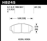 Hawk 94-01 Acura Integra (excl Type R) Blue 9012 Race Front Brake Pads