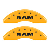 MGP 4 Caliper Covers Engraved Front & Rear Ram Yellow Finish Black Char 2010 Dodge Ram 2500
