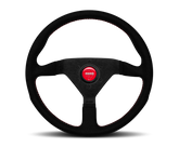 Momo Montecarlo Alcantara Steering Wheel 350 mm - Black/Red Stitch/Black Spokes