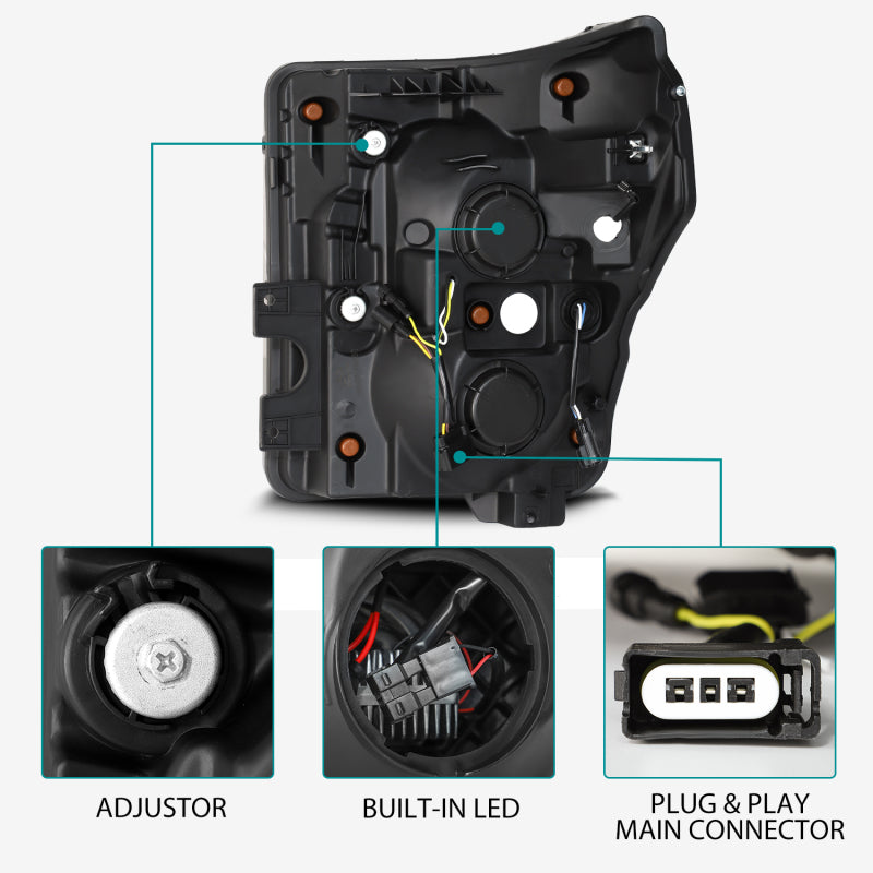 AlphaRex 11-16 Ford F-350 SD LUXX LED Proj Headlights Plank Style Black w/Activ Light/Seq Signal AlphaRex 11-16 Ford F-350 SD LUXX LED Proj Headlights Plank Style Black w/Activ Light/Seq Signal