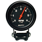 Autometer Black 2 5/8 inch 6000 rpm Tachometer Mini Tach Gauge