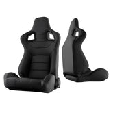 Xtune Scs Style Racing Seat Pu (Double Slider) Black/Black Driver Side RST-SCS-01-BK-DR