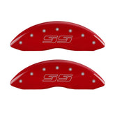 MGP 4 Caliper Covers Engraved Front & Rear Avalanche style/SS Red finish silver ch