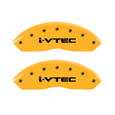 MGP 4 Caliper Covers Engraved Front & Rear i-Vtec Yellow finish black ch