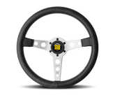 Momo Prototipo Steering Wheel 350 mm - Black Leather/White Stitch/Brshd Spokes
