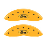 MGP Front set 2 Caliper Covers Engraved Front Oval logo/Ford Yellow finish black ch