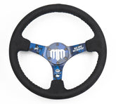 NRG Reinforced Steering Wheel (3in. Deep) Mad Mike/ 5mm Spoke /Alcantara Finish w/ Blue Stitching