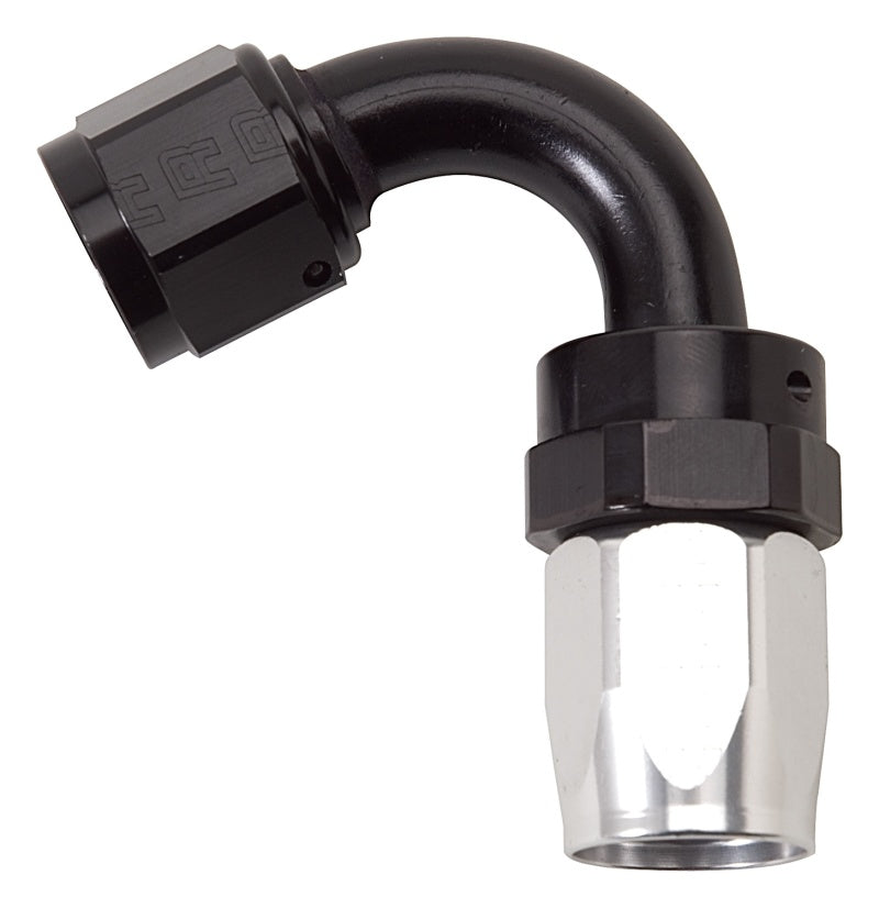 Russell Performance -10 AN Black/Silver 120 Degree Tight Radius Full Flow Swivel Hose End Russell Performance -10 AN Black/Silver 120 Degree Tight Radius Full Flow Swivel Hose End