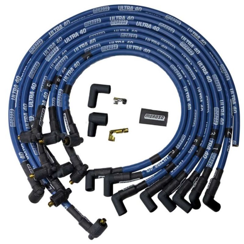 Moroso Chevrolet Big Block Ignition Wire Set - Ultra 40 - Sleeved - Non-HEI - Crab - 90 Degree -Blue Moroso Chevrolet Big Block Ignition Wire Set - Ultra 40 - Sleeved - Non-HEI - Crab - 90 Degree -Blue