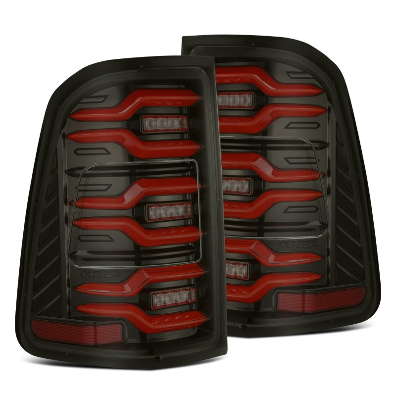 AlphaRex 19-21 Dodge Ram 1500 Luxx-Series LED Tail Lights Black/Red w/Activ Light/Seq Signal AlphaRex 19-21 Dodge Ram 1500 Luxx-Series LED Tail Lights Black/Red w/Activ Light/Seq Signal