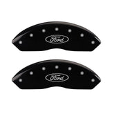MGP 4 Caliper Covers Engraved Front & Rear Oval Logo/Ford Black Finish Silver Char 2017 Ford Fusion