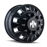 Mayhem 8180 BigRig 22.5x8.25/10x285.75 BP/169mm Offset/220.1mm Hub Front Black w/Milled Spokes Wheel