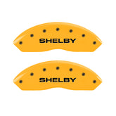 MGP 4 Caliper Covers Engraved Front Shelby Engraved Rear Tiffany Snake Yellow finish black ch