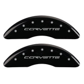 MGP 4 Caliper Covers Engraved Front C6/Corvette Engraved Rear C6/Z06 Black finish silver ch