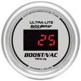 Autometer Ultra-Lite 2-1/16in 30INHG-30PSI Digital Silver Dial Vacuum/Boost Gauge w/ Red Led