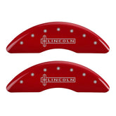 MGP 4 Caliper Covers Engraved Front Lincoln Engraved Rear Star logo Red finish silver ch