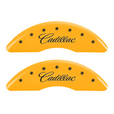 MGP 4 Caliper Covers Engraved F & R Cursive/Cadillac Yellow Finish Black Char 2017 Cadillac CT6