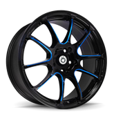 Konig Illusion 17x7 5x100 ET40 Black/Ball Cut Blue