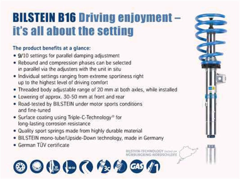 Bilstein B16 (PSS10) BMW E92 Performance Suspension System *SPECIAL ORDER* Bilstein B16 (PSS10) BMW E92 Performance Suspension System *SPECIAL ORDER*