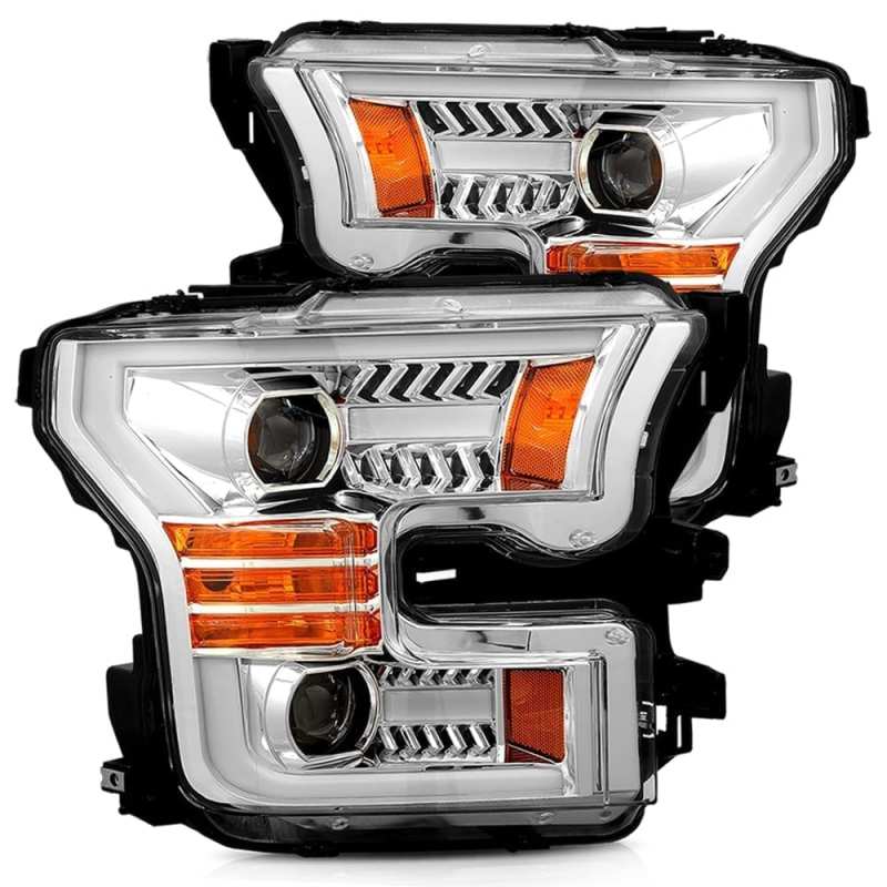 AlphaRex 15-17 Ford F-150 PRO-Series Projector Headlights Plank Style Chrm w/Activ Light/Seq Signal AlphaRex 15-17 Ford F-150 PRO-Series Projector Headlights Plank Style Chrm w/Activ Light/Seq Signal