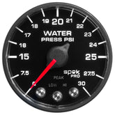 Autometer Spek-Pro - Nascar 2-1/16in Water Press 0- 30 psi Bfb