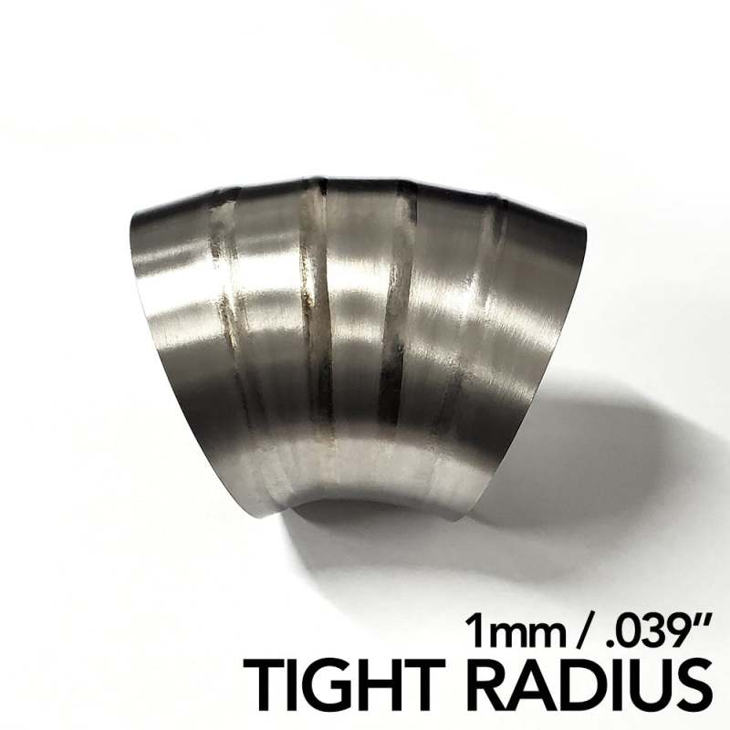 Ticon Industries 2.5in. Welded Pie Cut 1.26D Tight Radius 90 Degree Bend (1mm/0.039in.) - 10 Pack Ticon Industries 2.5in. Welded Pie Cut 1.26D Tight Radius 90 Degree Bend (1mm/0.039in.) - 10 Pack