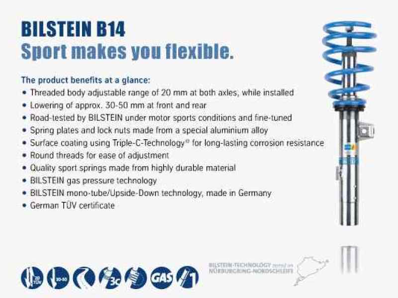 Bilstein B14 Audi S4 (8E) K4 Performance Suspension System (May Req. OE 8E0412377C) Bilstein B14 Audi S4 (8E) K4 Performance Suspension System (May Req. OE 8E0412377C)
