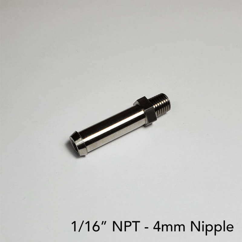 Ticon Industries 4mm Nipple Type 40mm OAL 1/16in NPT Fitting Ticon Industries 4mm Nipple Type 40mm OAL 1/16in NPT Fitting