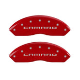 MGP 4 Caliper Covers Engraved Front Gen 5/Camaro Engraved Rear Gen 5/RS Red finish silver ch