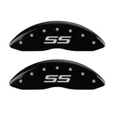MGP 4 Caliper Covers Engraved Front & Rear Monte Carlo style/SS Black finish silver ch