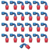 Russell Performance -6 AN Red/Blue 90 Degree Full Flow Hose End (25 pcs.)