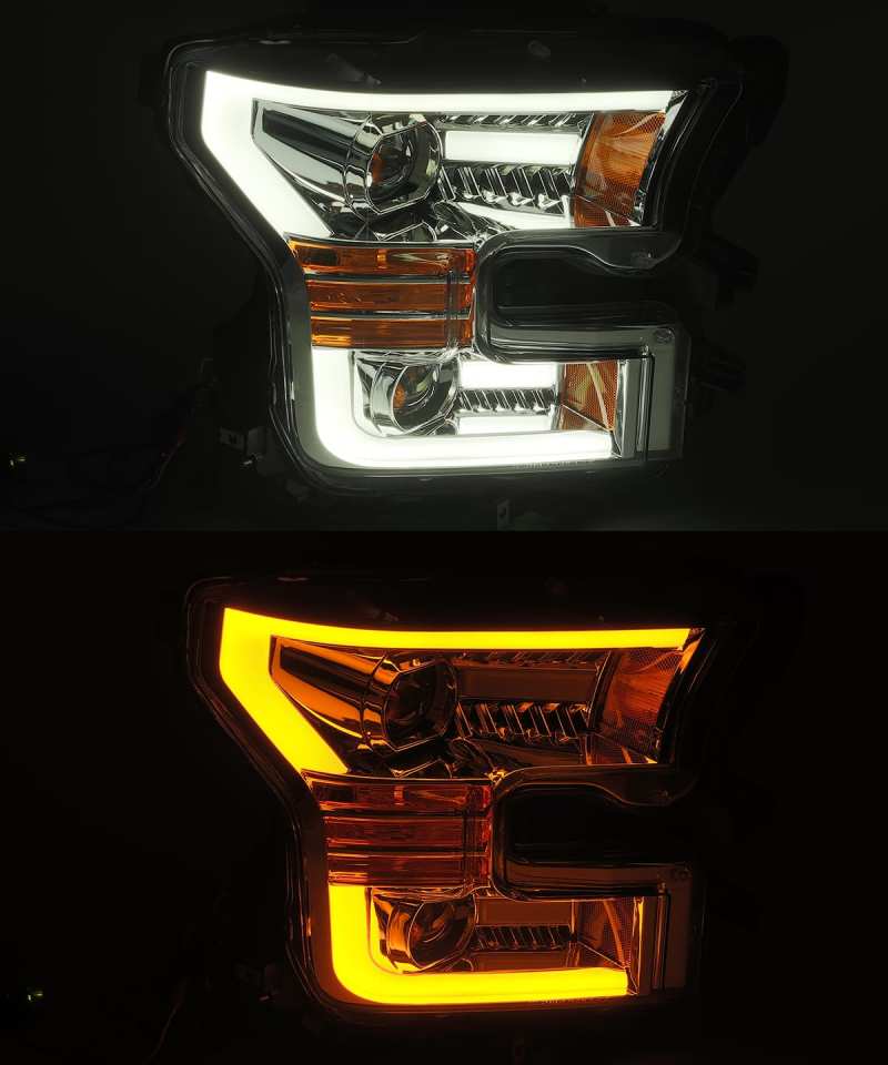 AlphaRex 15-17 Ford F-150 PRO-Series Projector Headlights Plank Style Chrm w/Activ Light/Seq Signal AlphaRex 15-17 Ford F-150 PRO-Series Projector Headlights Plank Style Chrm w/Activ Light/Seq Signal