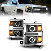 ANZO 14-15 Chevrolet Silverado 1500 Projector Headlights w/ Halo Black Housing w/ Chrome Trim