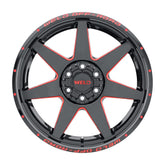 Weld Off-Road W110 20X9.0 Retaliate 6X135 6X139.7 ET10 BS5.50 Gloss Black MIL Red 106.1