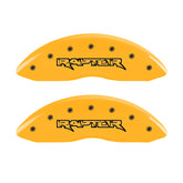 MGP 4 Caliper Covers Engraved Front & Rear Raptor Yellow finish black ch