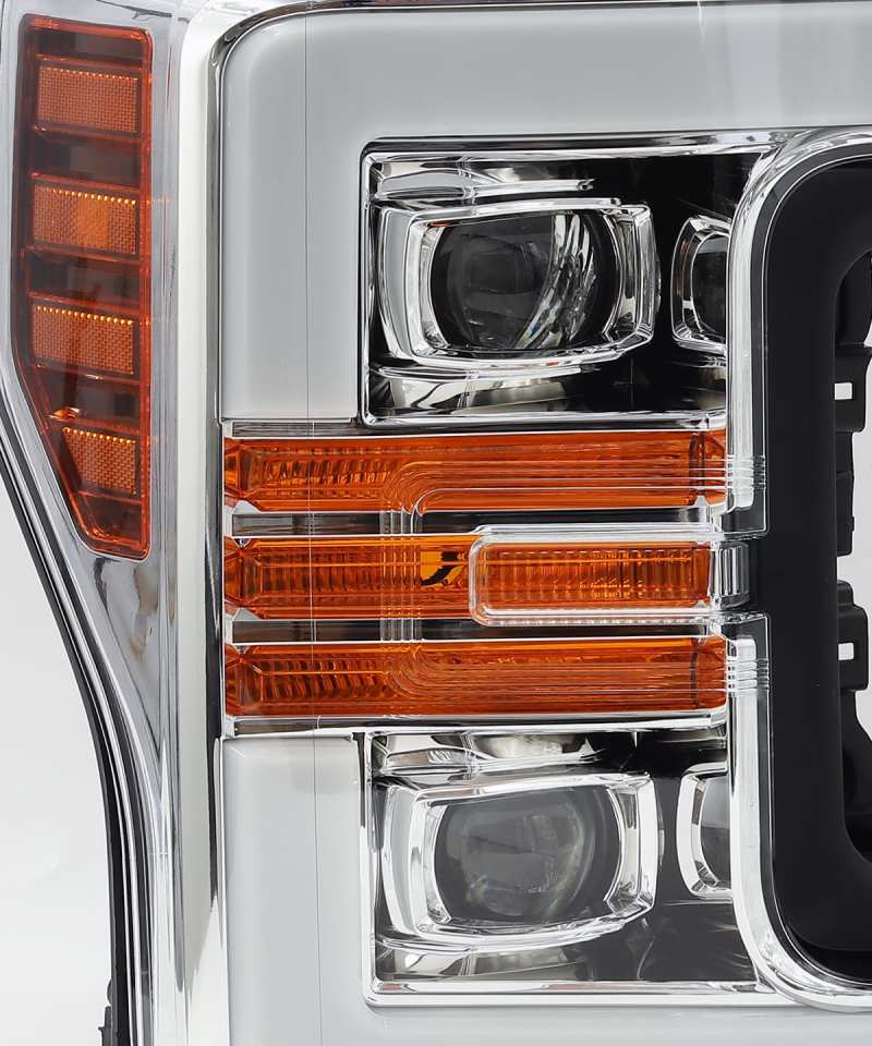 AlphaRex 17-19 Ford F-250 SD PRO-Series Proj Headlights Plank Style Chrome w/Activ Light/Seq Signal AlphaRex 17-19 Ford F-250 SD PRO-Series Proj Headlights Plank Style Chrome w/Activ Light/Seq Signal