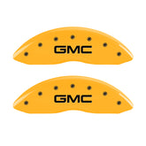 MGP 4 Caliper Covers Engraved Front & Rear 99-03 GMC Sierra 1500 Yellow Finish Black GMC Logo