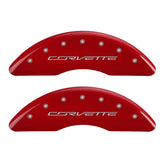 MGP 4 Caliper Covers Engraved Front Corvette C7 Engraved Rear Z51/2015 Red finish silver ch