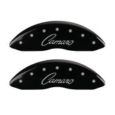 MGP 4 Caliper Covers Engraved Front & Rear Cursive/Camaro Black finish silver ch