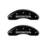 MGP Front set 2 Caliper Covers Engraved Front Honda Black finish silver ch