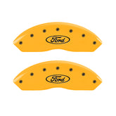 MGP 4 Caliper Covers Engraved Front & Rear Oval Logo/Ford Yellow Finish Black Char 2017 Ford Fusion