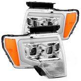 AlphaRex 09-14 Ford F-150 PRO-Series Projector Headlights Plank Style Chrm w/Activ Light/Seq Signal