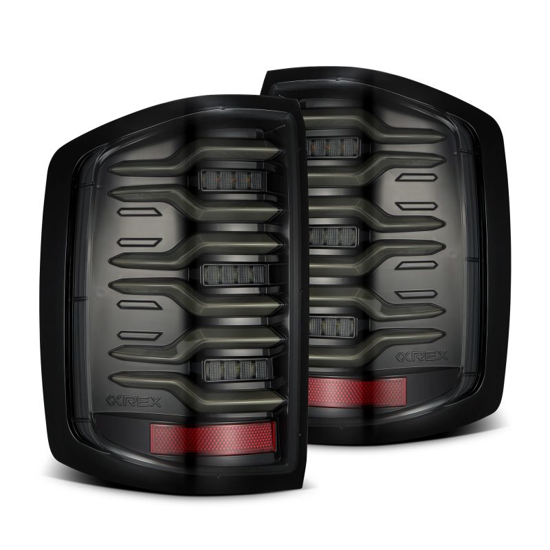 AlphaRex 14-18 Chevy Silverado 1500 Luxx-Series LED Tail Lights Alpha-Black w/Activ Light/Seq Signal AlphaRex 14-18 Chevy Silverado 1500 Luxx-Series LED Tail Lights Alpha-Black w/Activ Light/Seq Signal